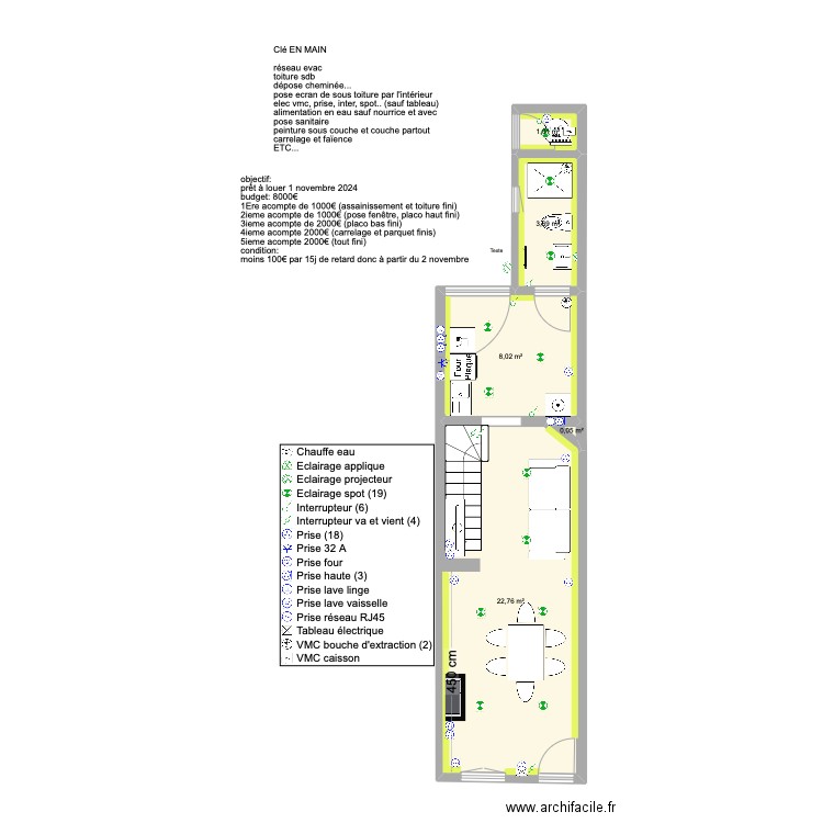 30  HASARD. Plan de 9 pièces et 72 m2