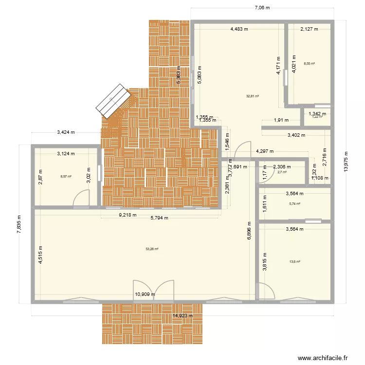 plan revu 2 chambres. Plan de 8 et 127 m² plan revu 2 chambres. Plan de 8 et 127 m²