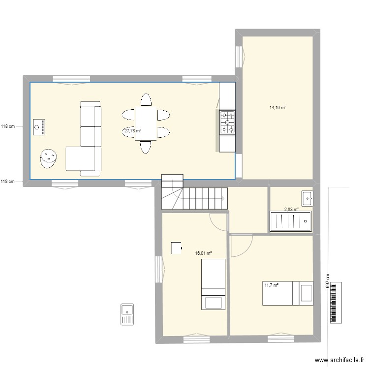 viroflay etage autre proposition 2. Plan de 5 pièces et 72 m2