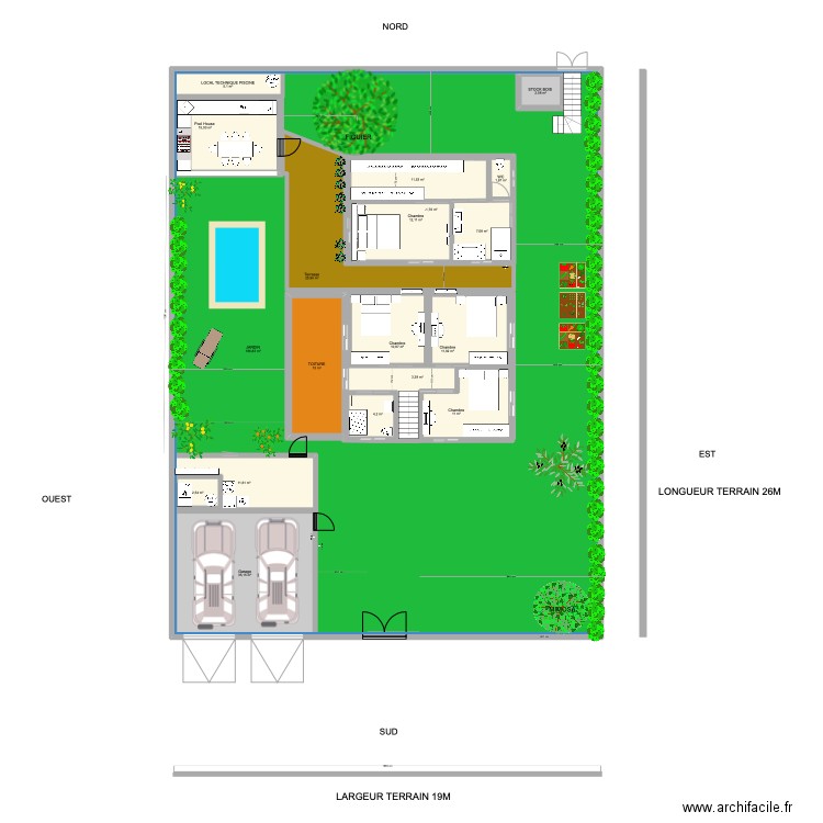 VILLA avec ESCALIER ETAGE chambres KIDS . Plan de 19 pièces et 774 m2