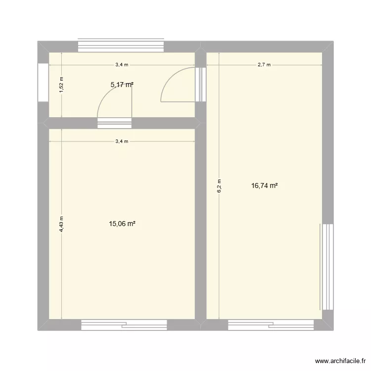Annexe. Plan de 3 pièces et 37 m²