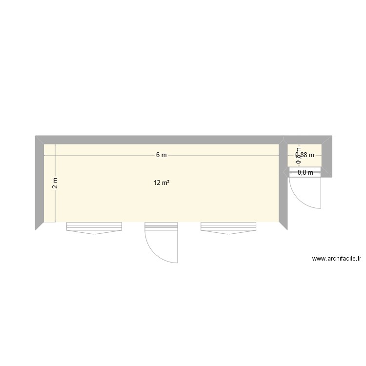 Plan dependance. Plan de 2 pièces et 13 m2