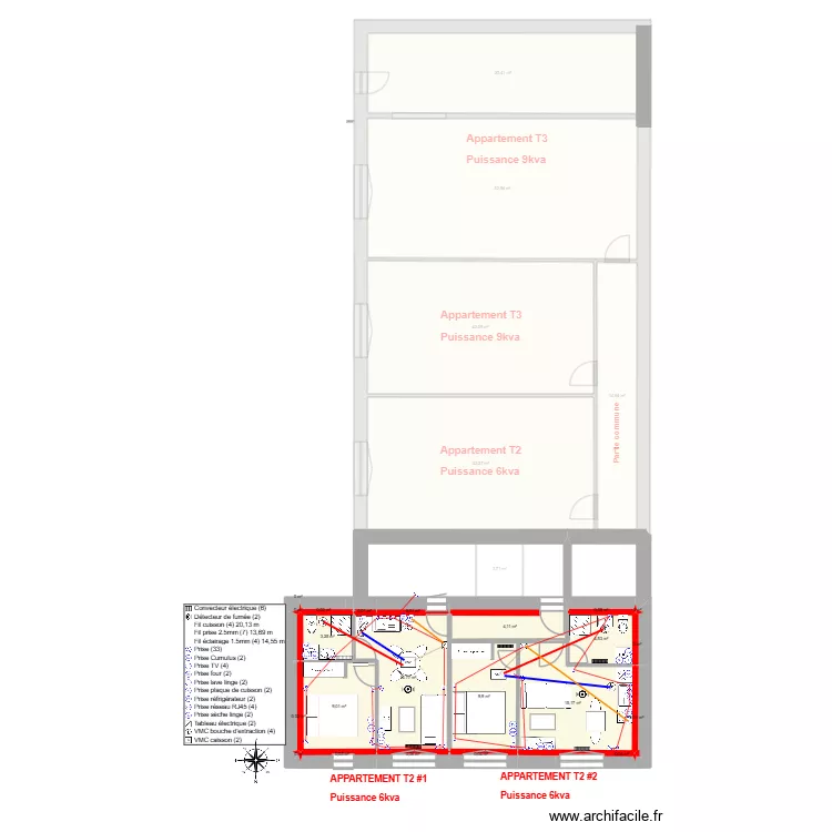 T2 Bern&eacute; Prises / vmc / radiateur. Plan de 38  et 634 m²