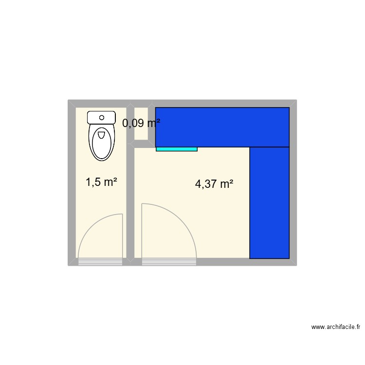 Celier. Plan de 3 pièces et 6 m2