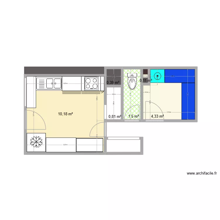 Celier. Plan de 6  et 17 m²