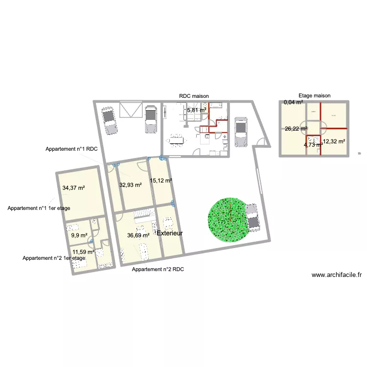 rdc maison grange. Plan de 