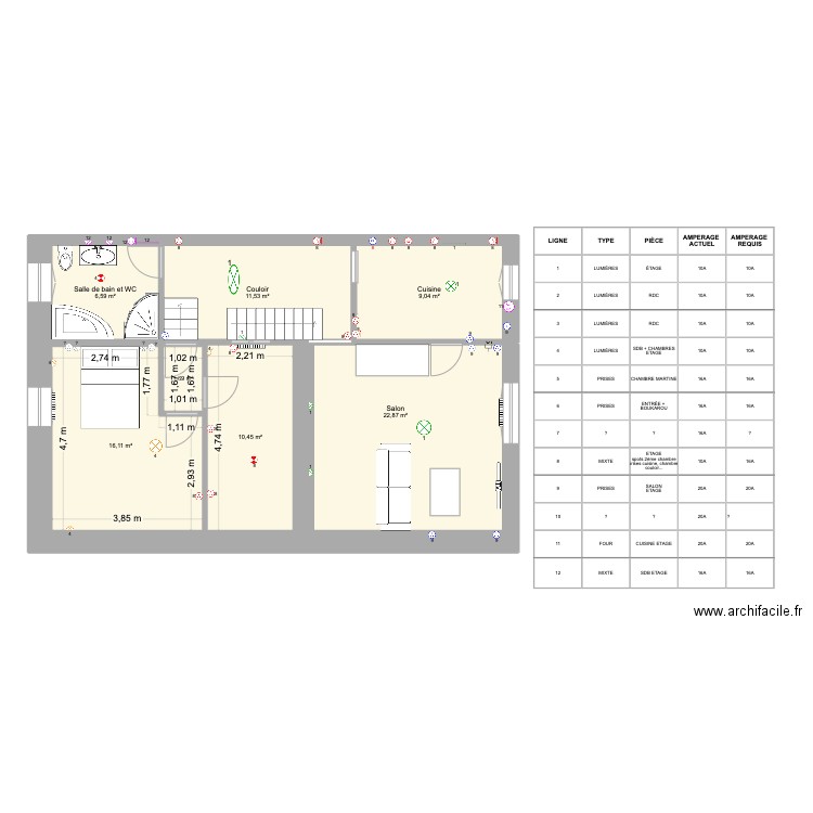 Maison. Plan de 7 pièces et 78 m2