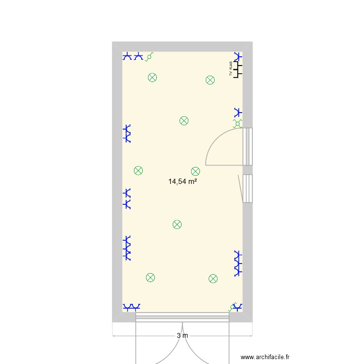 moi. Plan de 1 pièce et 15 m2