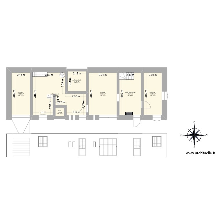 MAISON LIEZ. Plan de 7 pièces et 75 m2