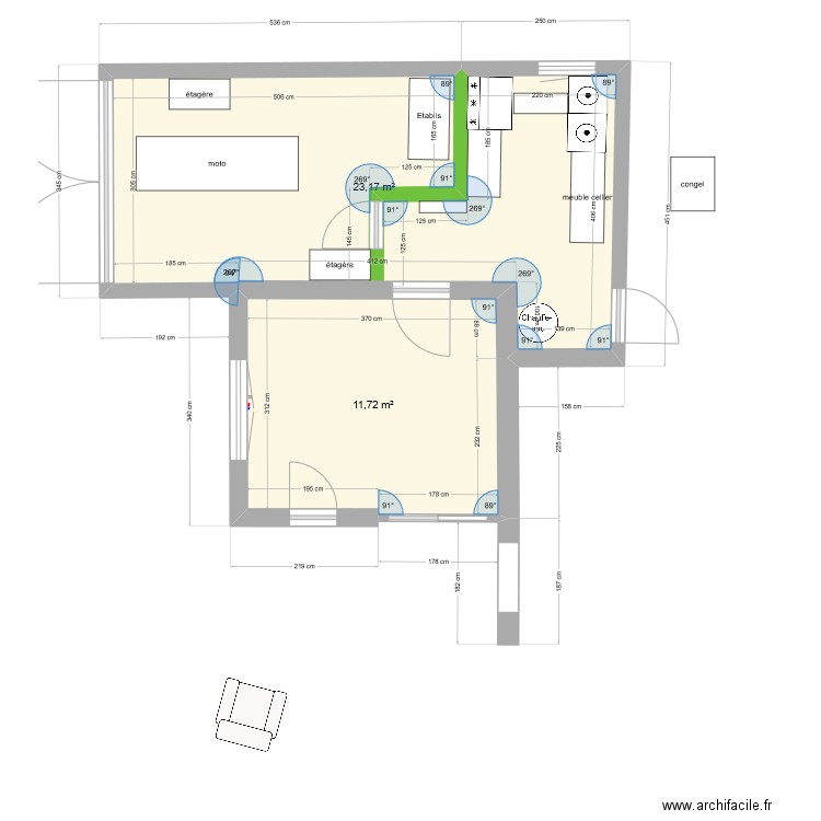 roquevaire2. Plan de 2 pièces et 35 m2