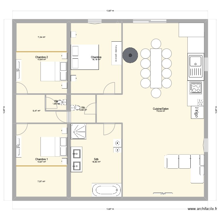Extension Stevy. Plan de 10 pièces et 176 m2