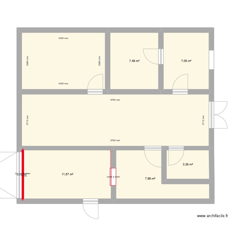 Secours Populaire . Plan de 8 pièces et 77 m2