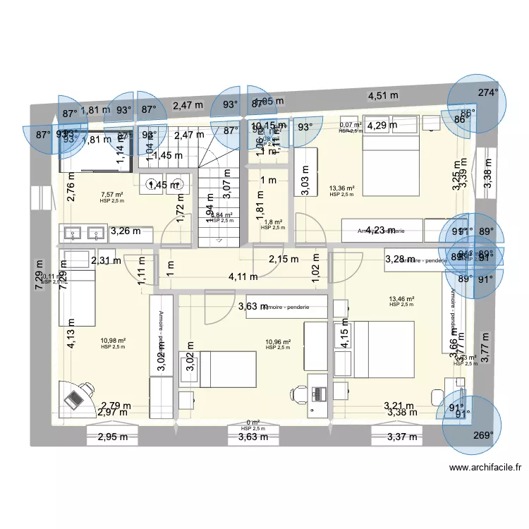 1er &eacute;tage am&eacute;nag&eacute;. Plan de 13  et 68 m²