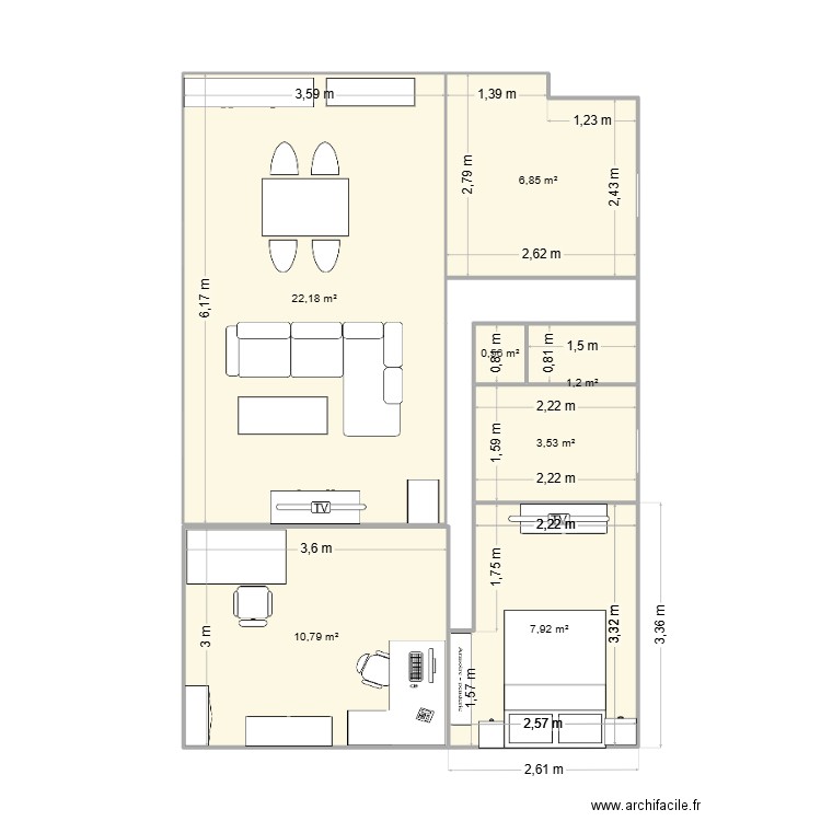 maison beuzeville. Plan de 7 pièces et 53 m2