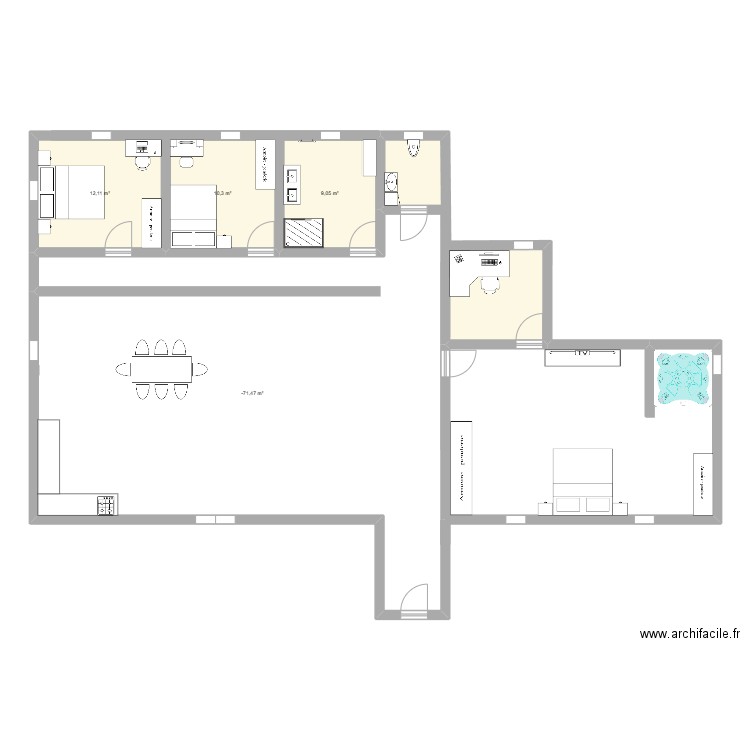 projet leonie. Plan de 4 pièces et 130 m2