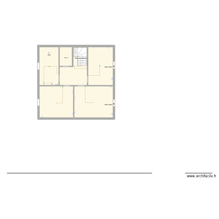 Grall étage elec. Plan de 6 pièces et 100 m2
