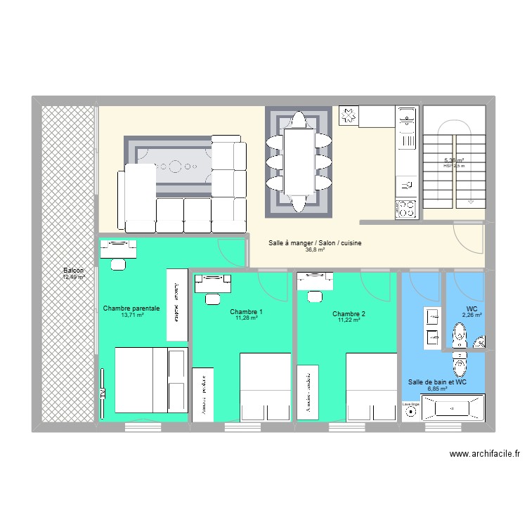 maison Syph R+1. Plan de 8 pièces et 100 m2