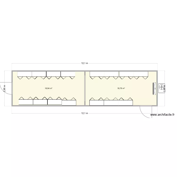 frasnes. Plan de 2  et 34 m²