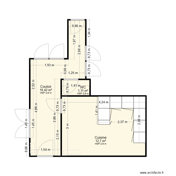 lefebvre. Plan de 3 pièces et 24 m2