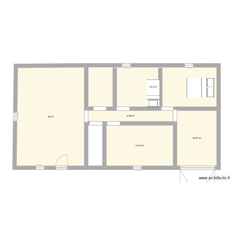 verines. Plan de 5 pièces et 84 m2