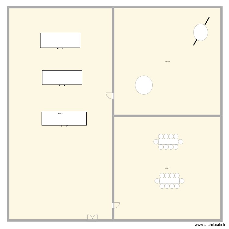 Salle archi. Plan de 3 pièces et 889 m2