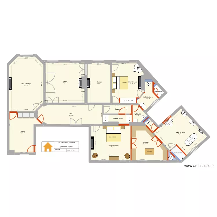 135 Raspail 5e Projet V2. Plan de 30 et 196 m² 135 Raspail 5e Projet V2. Plan de 30 et 196 m²