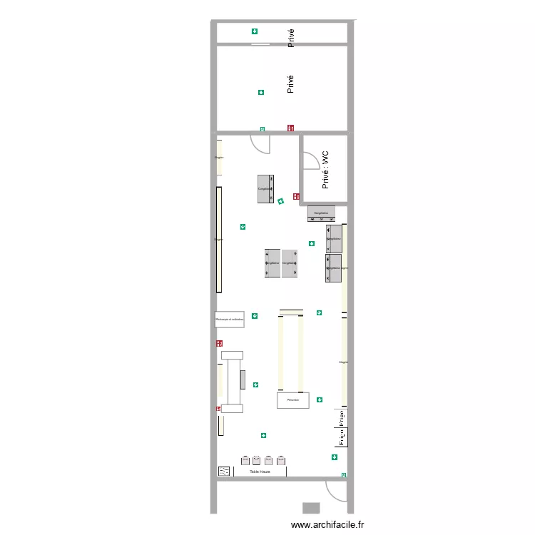AMAO MARKET : Cheminement interieur vF. Plan de 1  et 32 m²