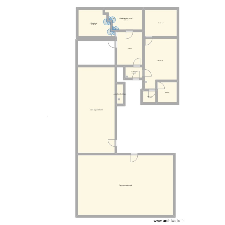 appart. Plan de 11 pièces et 195 m2