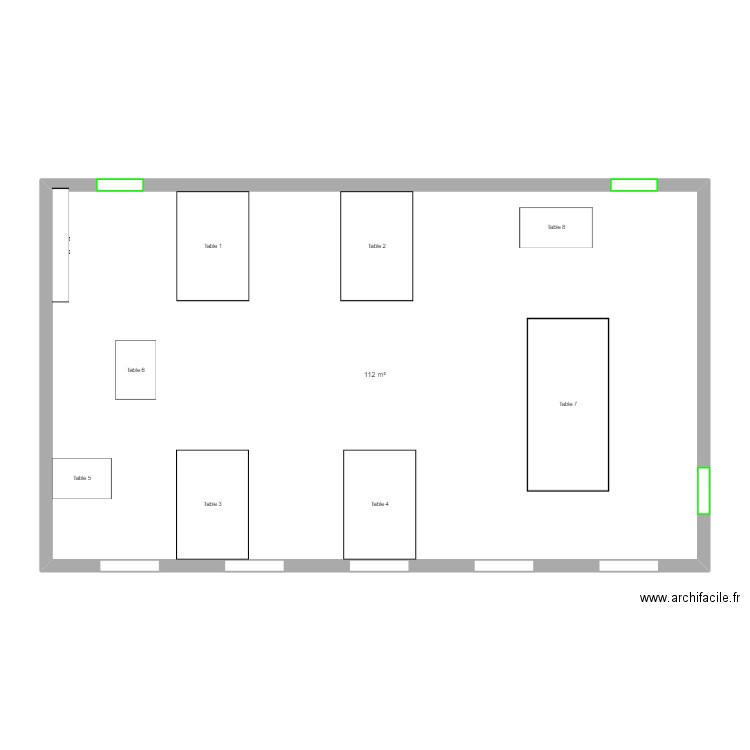 plan de salle. Plan de 1 pièce et 112 m2