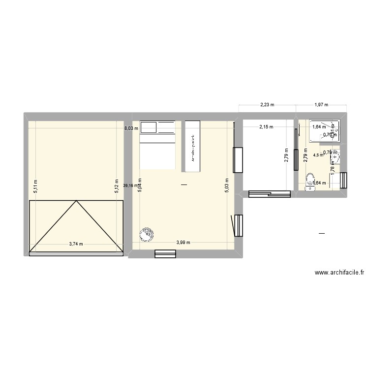GARAGE_V2. Plan de 2 pièces et 44 m2