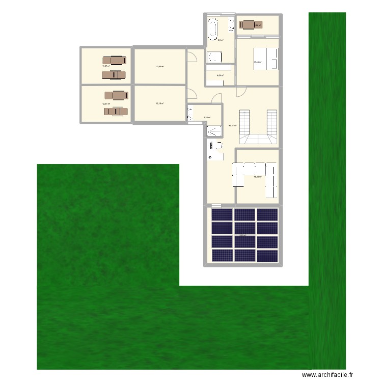 Ty Skeet étage. Plan de 12 pièces et 170 m2