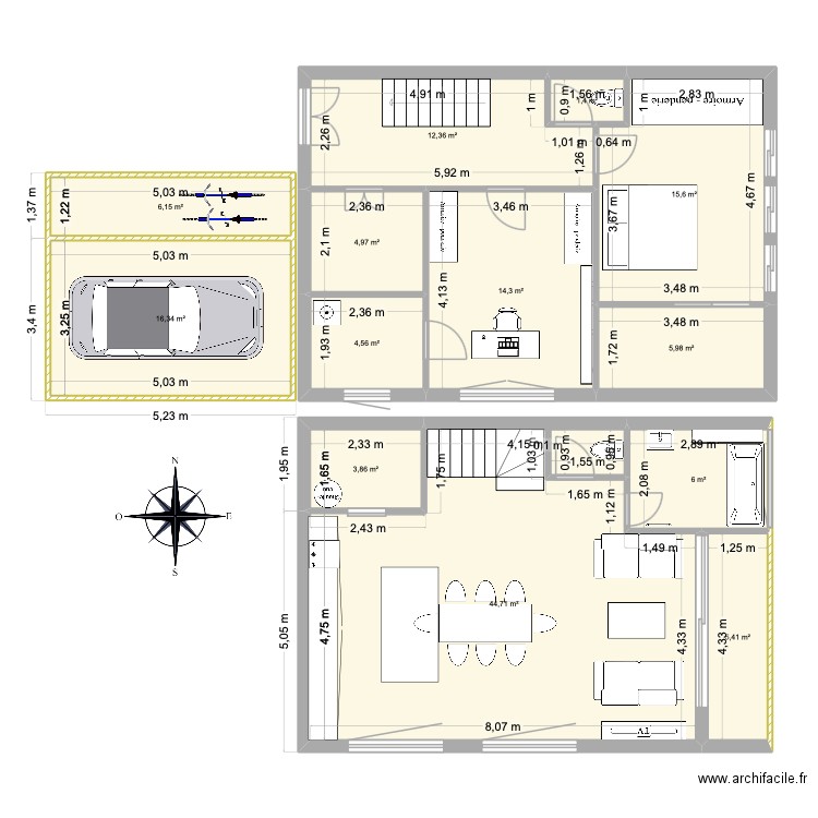 Karuizawa-1. Plan de 13 pièces et 142 m2