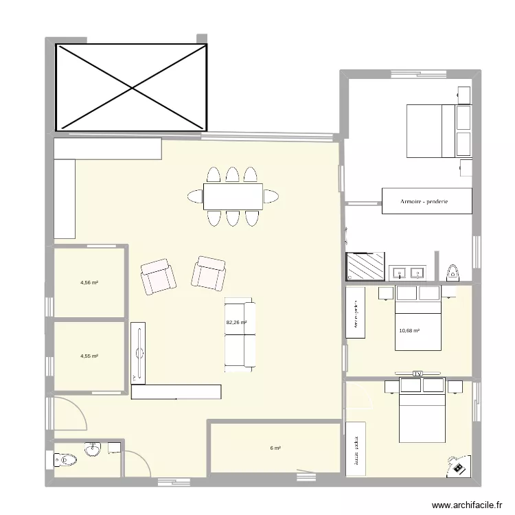 maison &agrave; nous. Plan de 5 pièces et 116 m²
