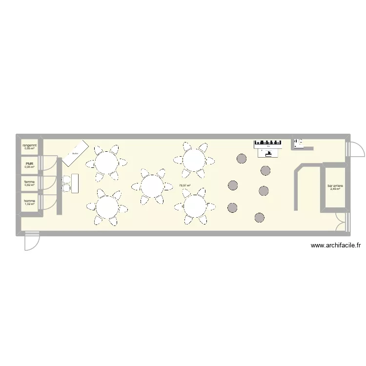 tfe salle. Plan de 6  et 86 m²
