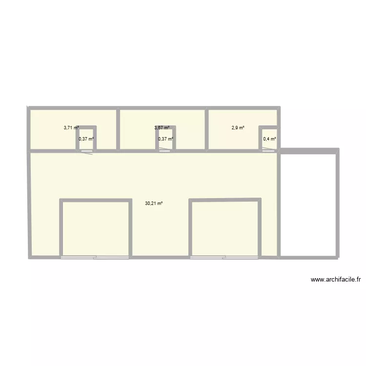 facade ouest granchere. Plan de 7  et 42 m²