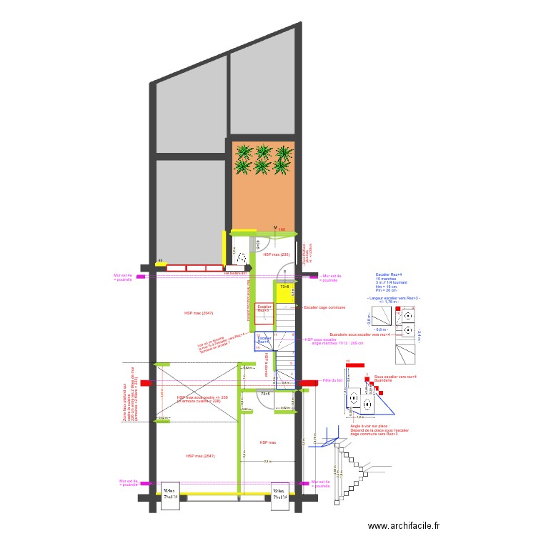 BAUCQ 77 3e étage Construction. Plan de 8 pièces et 99 m2