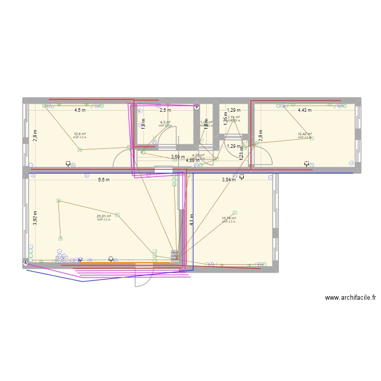 Apt Metz RDC Plan E. Plan de 8 pièces et 78 m2