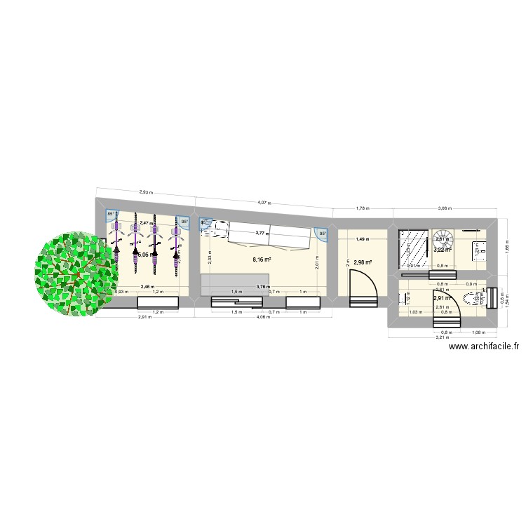 RDC_PAVILLON_AVEC_ESCALIER_PG. Plan de 5 pièces et 23 m2