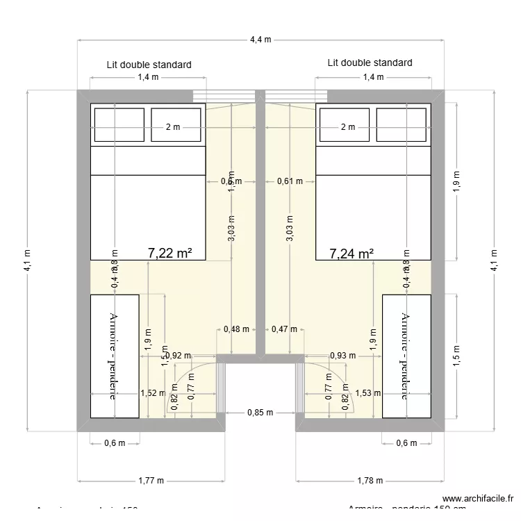 chambre appartement Lille. Plan de 