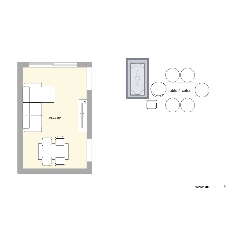 Salon version 1. Plan de 0 pièce et 0 m2