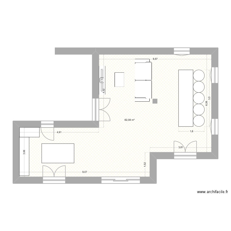 Maison C. Plan de 1 pièce et 62 m2