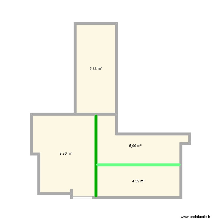 Mezza. Plan de 4 pièces et 24 m2
