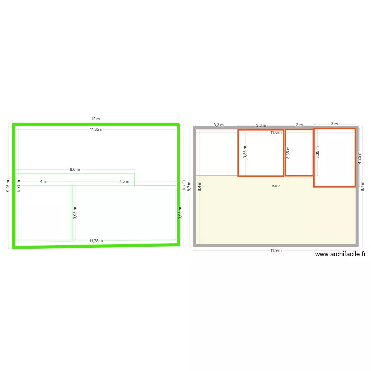 fontenelle 23. Plan de 1 et 97 m² fontenelle 23. Plan de 1 et 97 m²