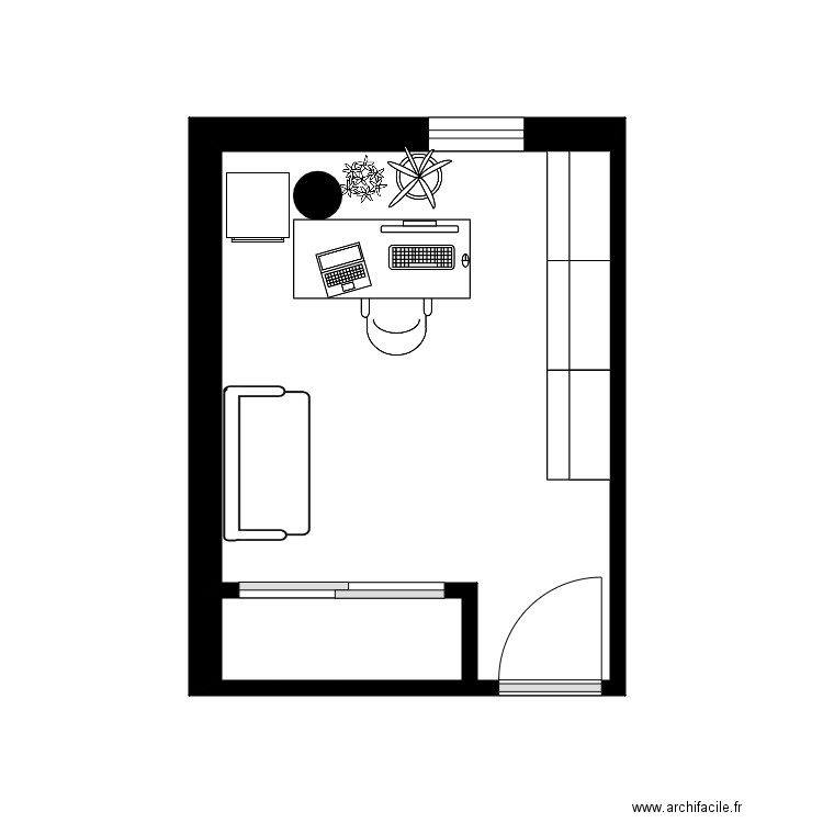 Lebel Limoilou bireau. Plan de 2 pièces et 11 m2