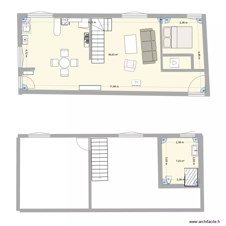 maison Menthonnex. Plan de 2 Pièces et 64 m² maison Menthonnex. Plan de 2 Pièces et 64 m²