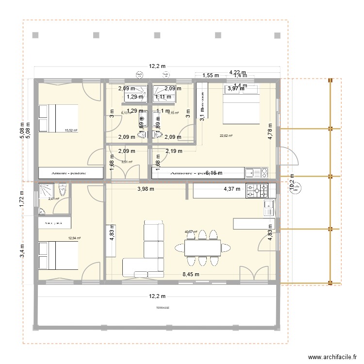 essai 6. Plan de 8 pièces et 110 m2