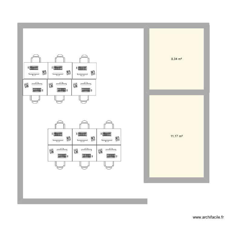 CADGA. Plan de 2  et 20 m²
