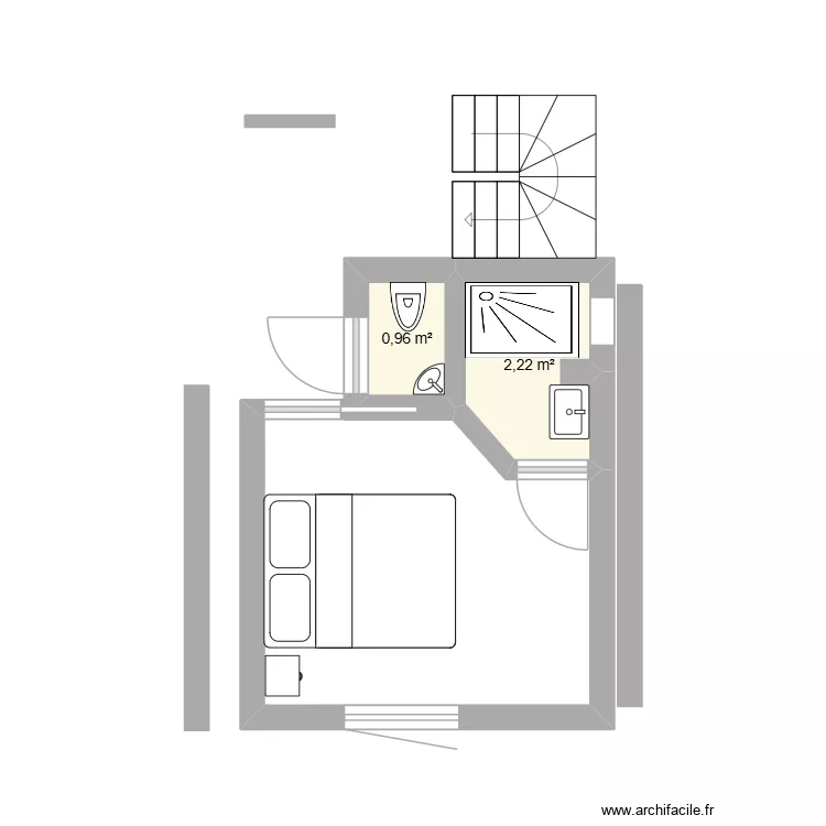 Chambre Bas V2. Plan de 2 et 3 m² Chambre Bas V2. Plan de 2 et 3 m²