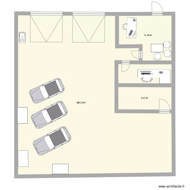 plan garage. Plan de 4  et 130 m²