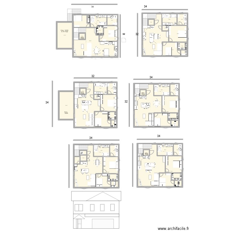 cuisine modifié. Plan de 76 pièces et 1069 m2